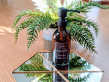 300ml Amber Glass Dispenser Bottle with Black Pump and Black Label